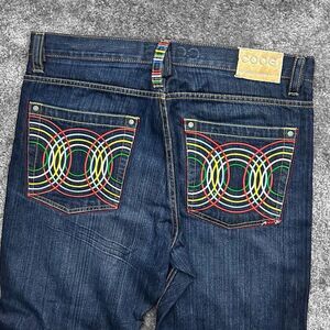 COOGI Men's Relaxed Jeans with Multicolor Circle Design